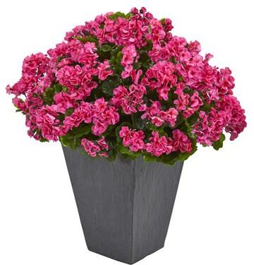 Nearly Natural Geranium Artificial Plant in Slate Plater UV Resistant (Indoor/Outdoor)