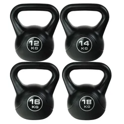 Odin Vinyl-Kettlebell Kugelhantel mit bodenschonender Vinlyummantlung - Paketangebot (12, 14, 16, 18kg)