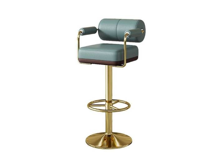 LuxusKollektion Barhocker Barhocker Höhenverstellbar Drehbar Lehne Gepolstert Set Grün