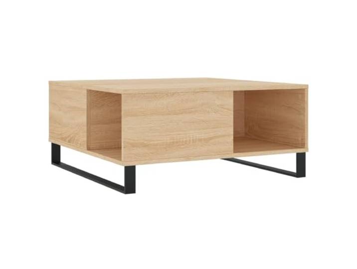Couchtisch Eiche Sonoma 80x80x36,5cm Holzwerkstoff Metallfüße, starke Arbeitsplatte, Stauraum, einfache Reinigung, Wohnzimmer