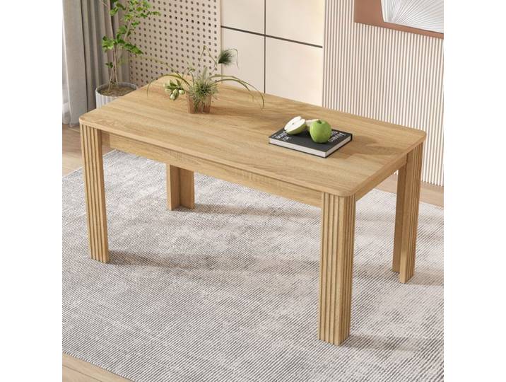 Abrihome Table à Manger en Bois Chêne Design Moderne et Décontracté - 117x68x75 cm