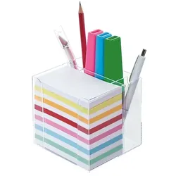 folia Zettelbox mit Stiftehalter mehrfarbig, 9.5x9.5x9.5 cm