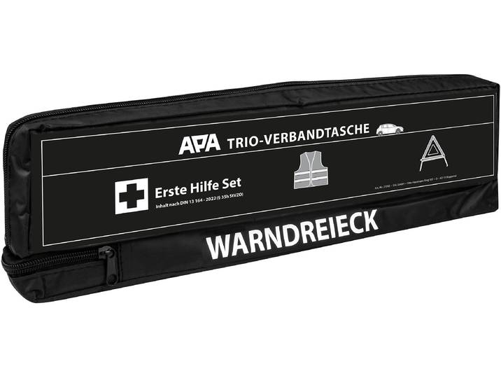 KFZ-Verbandtasche APA TRIO-Verbandstasche mit Warndreieck und Warnweste , schwarz, B:44cm H:8cm L:13cm, Nylon, Erste-Hilfe-Sets, KFZ-Verbandtasche