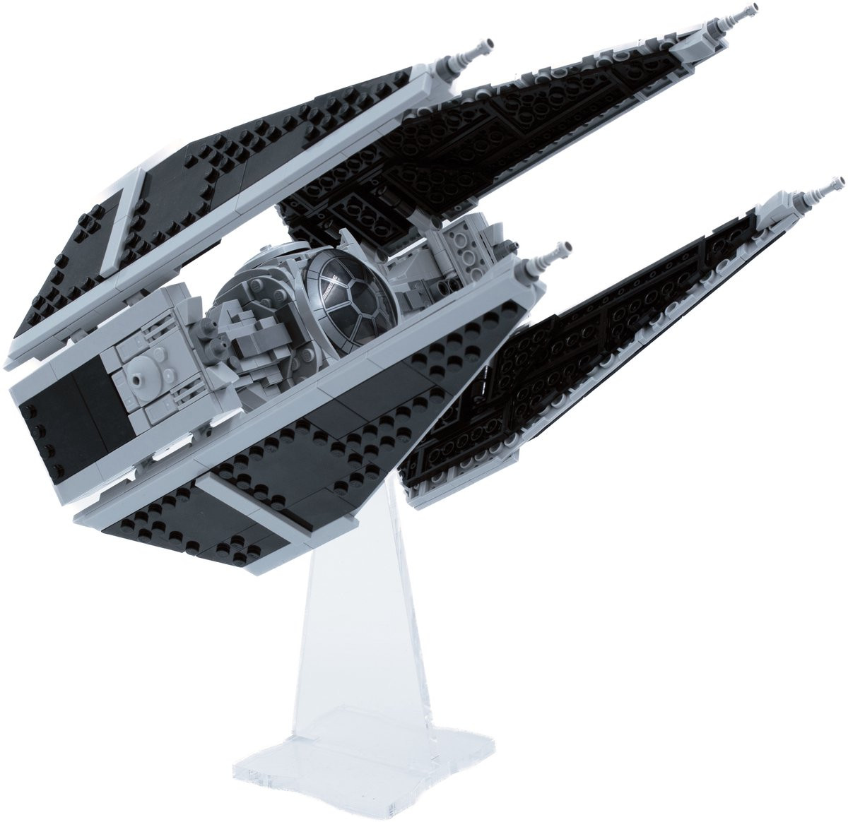 Brixel Displays Display standaard voor LEGO schuin model, transparant acryl, Hoogte: 14 cm