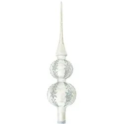 Krebs Glas Lauscha Eislack Silber 30cm Baumspitze aus Glas, mundgeblasen und handdekoriert