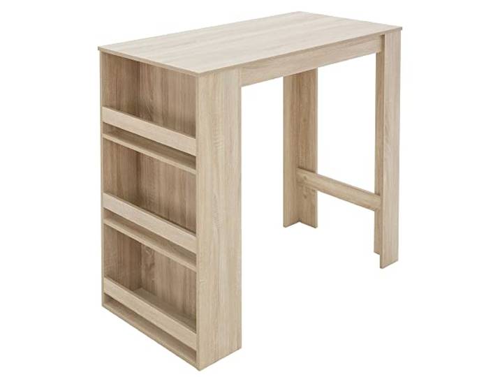 ML-Design Bartisch mit 3-stufigem Regal, Sonoma-Eiche, 117x106x57 cm, viel Stauraum, Stehtisch mit 3 Ablagefläche, Bartresen Bistrotisch Tresentisch Bartheke Küchentheke Küchentisch Frühstückstisch