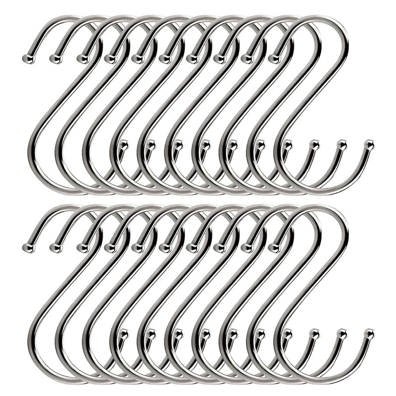 MADLAND 20-Pack Roestvrijstalen S-Haken, 7,5 cm Lange S-Vormige Ophanghaken