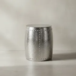 KADIMA DESIGN Beistelltisch ENNS: Orientalisch, Hammerschlagstruktur, Aluminium, 38,5 cm Durchmesser