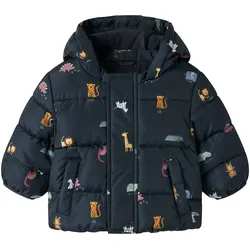 NAME IT Steppjacke mit Kapuze Tiere, blau | mehrfarbig, 74