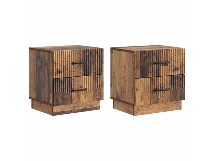Tmriohed Nachttisch 2er Set Altholz-Optik 43x34,5x44,5 cm Kompakte Beistelltische aus Holzwerkstoff für Schlafzimmer und Leseecke. Mit Schubladen für ordentliche Aufbewahrung.