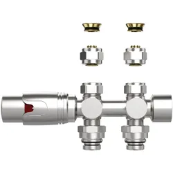 BELVIT Design Heizkörperventil Thermostat Edelstahl gebürstet für Wand- und Bodenanschluss 1/2" PEX 16 x 2mm Konus M30