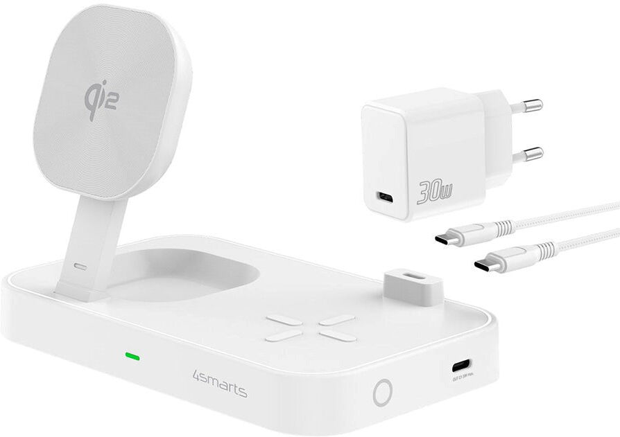 4smarts Qi2 Trådløs Oplader 15W - MagSafe Kompatibel - Hvid