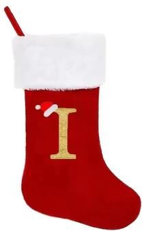 Uplift Picks Personalized Alphabet Christmas Stocking Gift Bag Hanging Ornament i 16 X 16 Cm