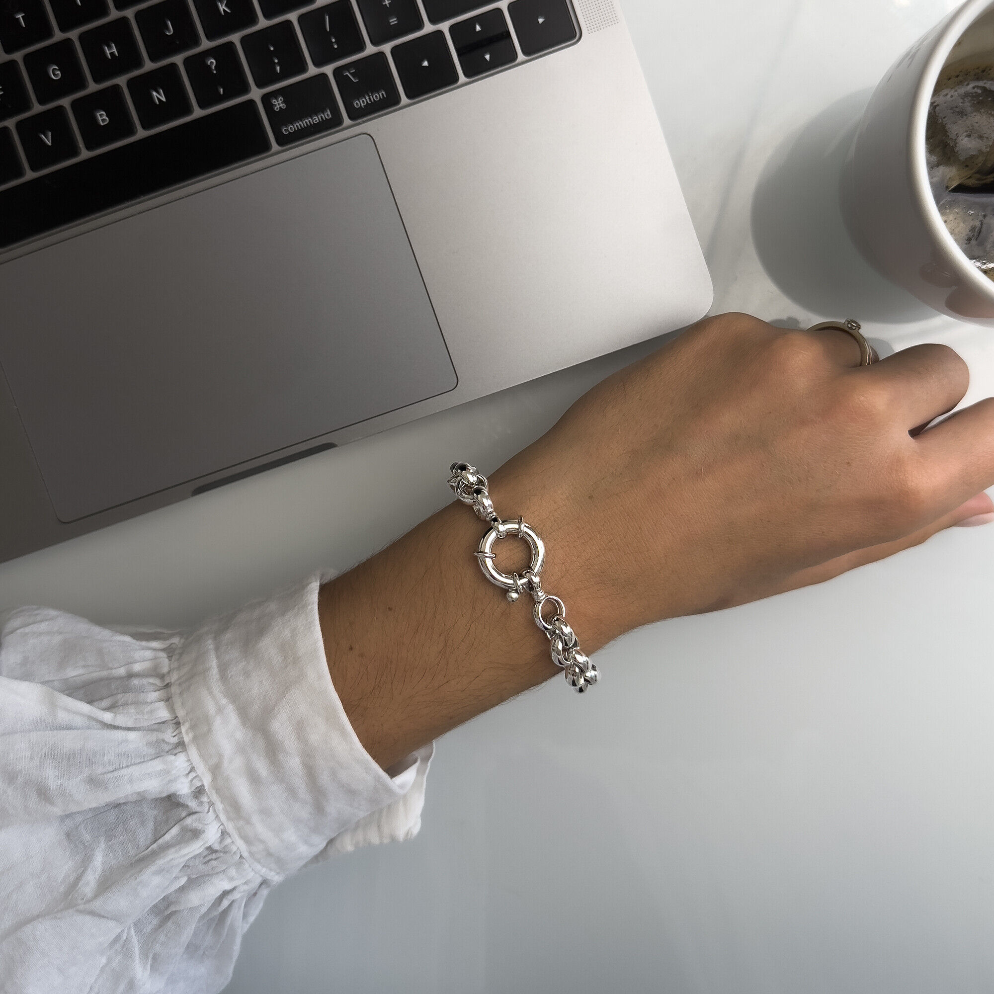 Maison de la Médaille Bracelet Jaseron Rond 19cm - Argent massif