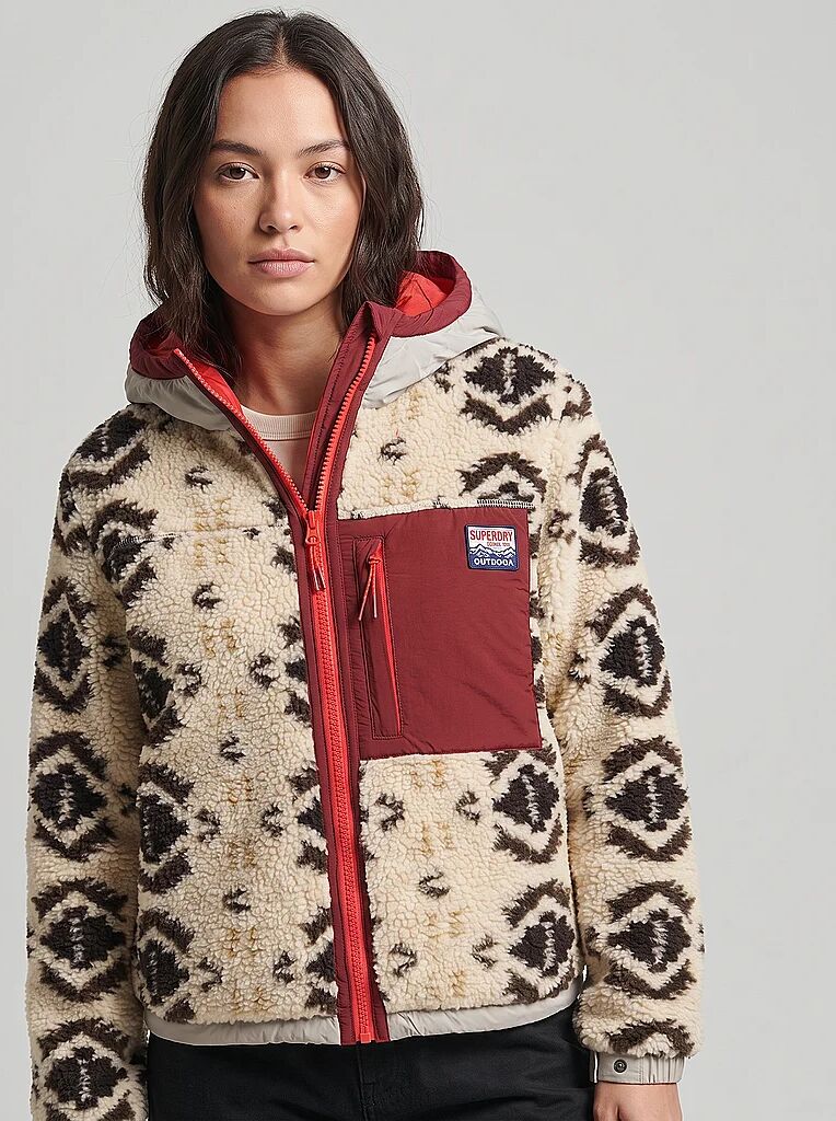 SUPERDRY Damen Fleecejacke Sherpa Jaquard Hybrid camel   XS W