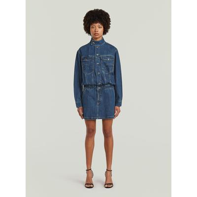 Bodykleid G-STAR "Jacket-Kleid", Damen, Gr. M, Normalgrößen, blau (antique faded sentry blau), Obermaterial: 100% Baumwolle, Kleider