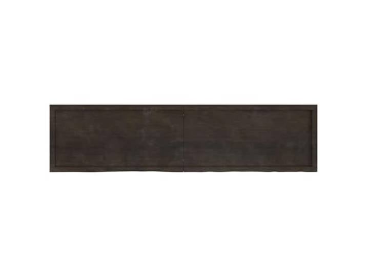 Tischplatte Dunkelbraun 200x50x(2-6) cm aus Massivholz Eiche Scharnier zum Aufklappen, Oberfläche bemalt, für Rand, Handarbeit, Äste gefüllt mit schwarz
