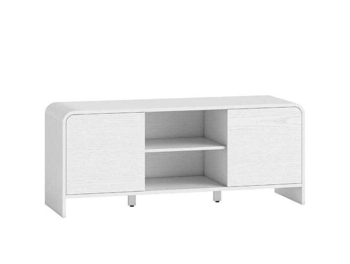 Meuble tv 2 portes 2 compartiments étagère réglable mdf blanc