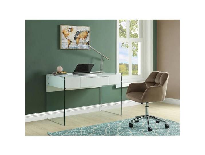 Chaise de bureau - Velours - Beige - Hauteur réglable - PEGA