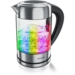 Arendo Wasserkocher 1,7 l, 2200 W, Edelstahl mit Glaskörper, Temperaturwahl 40°C - 100°C, Aufkochfunktion