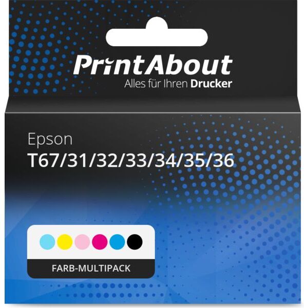 PrintAbout Druckerpatrone kompatibel mit Epson T67/31/32/33/34/35/36 (T673) - Farb-Multipack - Multipack
