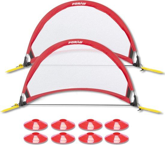Famanu Fußballtor für Kinder - Set von 2 tragbaren 4FT Fußballnetzen mit 8 Feldmarkierungs-Kegeln