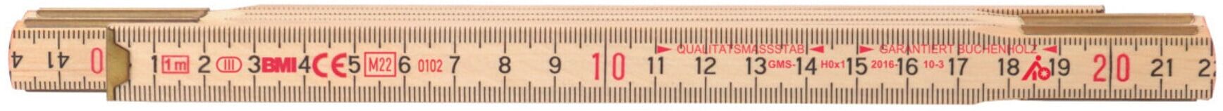 BMI Holz-Gliedermaßstab natur, Länge: 1m (466016 1)