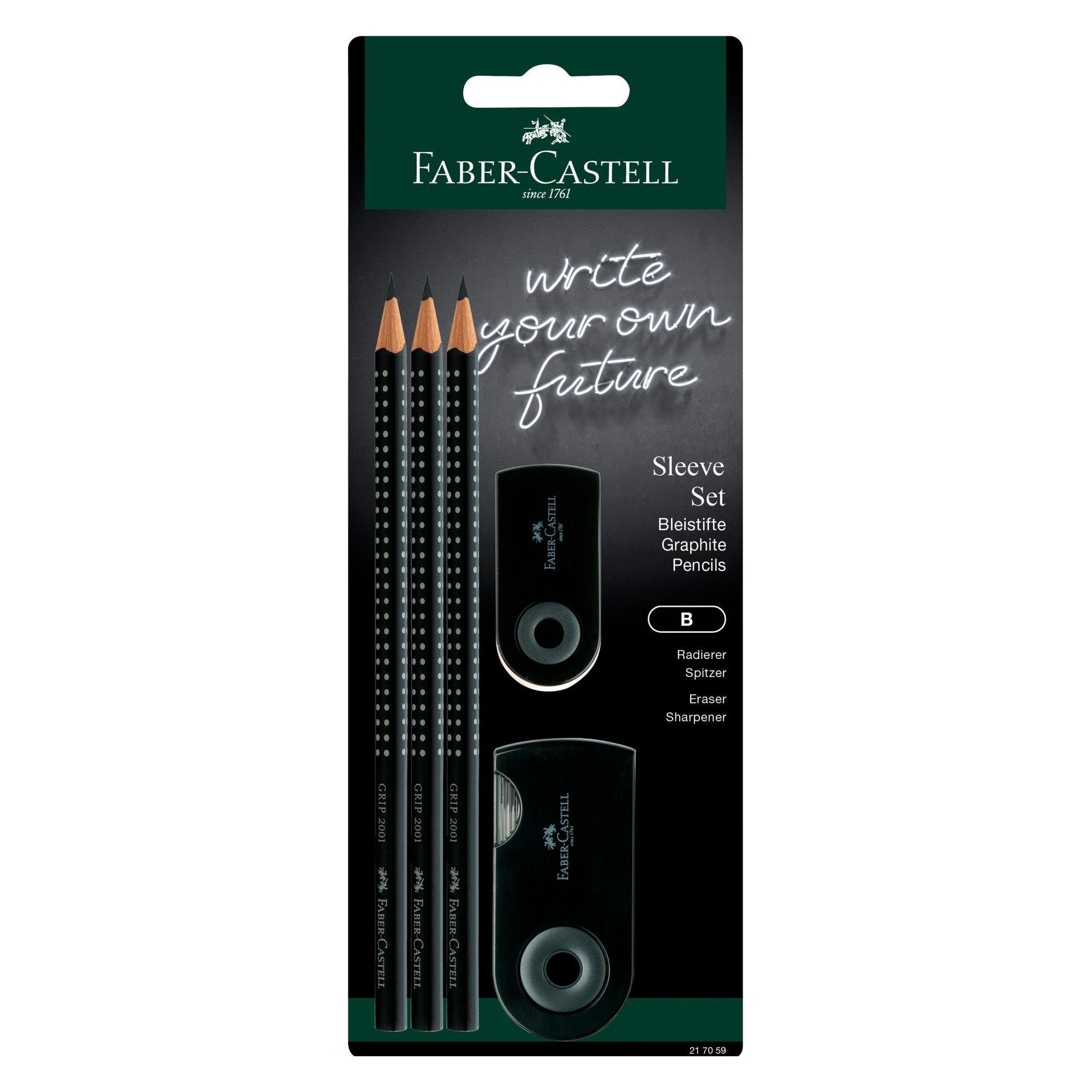 Faber-Castell Schreibset Grip 2001 Sleeve Design schwarz (2 mm, B, 3x) (217059)