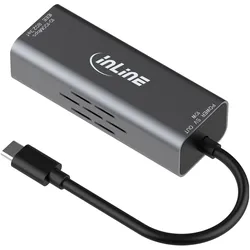 InLine USB-C zu RJ45 PoE-Adapter mit Überspannungsschutz (USB-C, RJ45 (1x)), Netzwerk Adapter, Grau