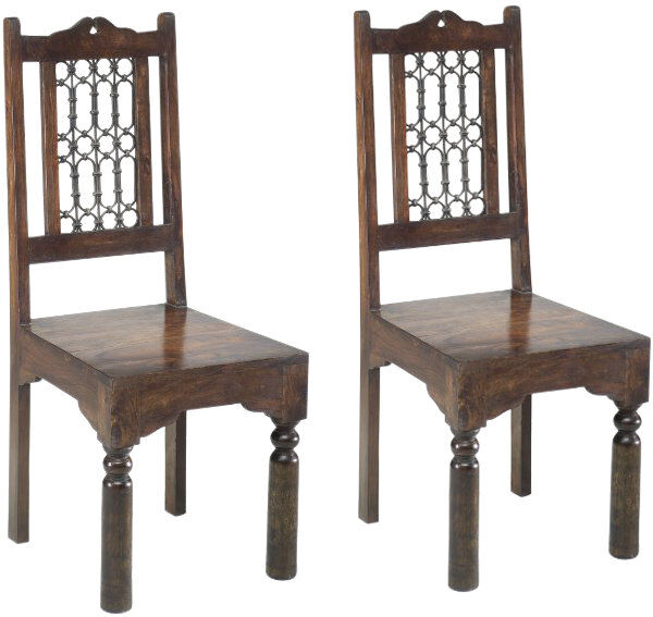 Bloomsbury Market Mathilda Solid Wood Slat Back Side Chair Brown 110cm H X 45cm W X 49cm D