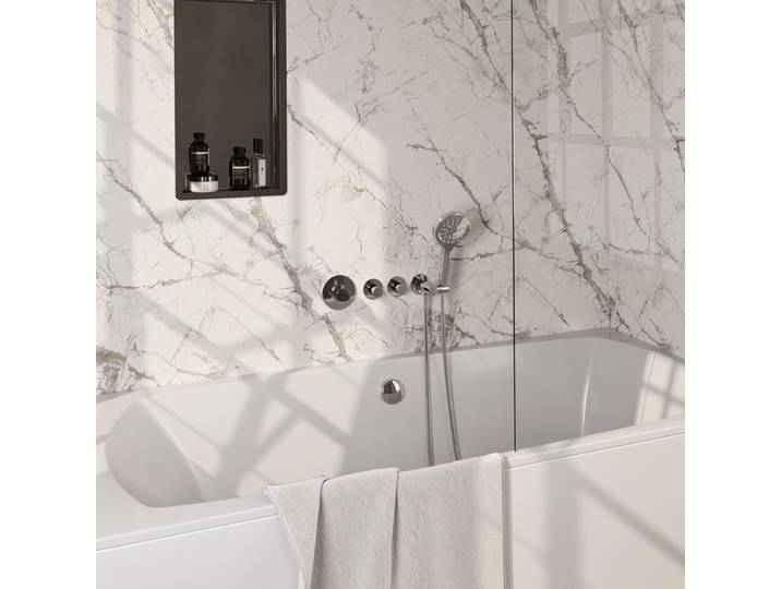 Brauer Chrome Edition Thermostatische Inbouw Badkraan Badvulcombinatie - 3 stand - Doucheslang - Wandaansluitbocht - Handdouche - Chroom