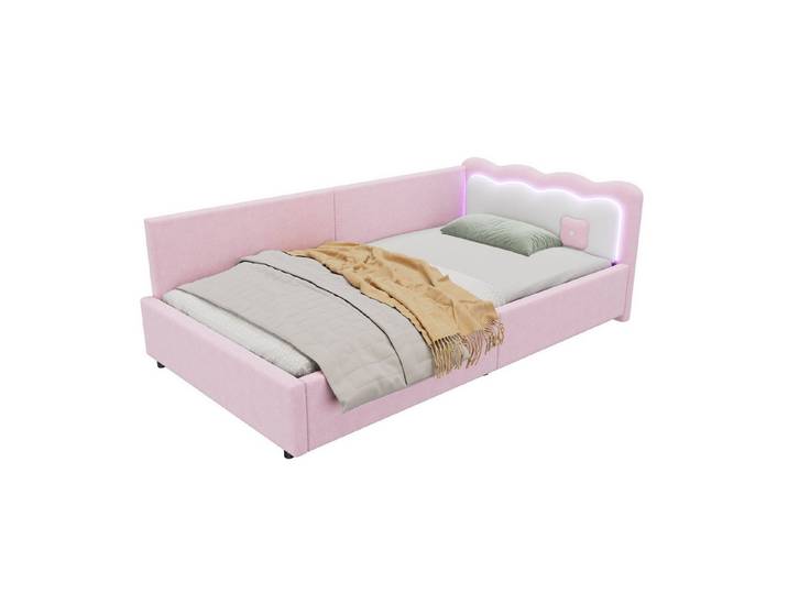 Rutaqian Daybed Daybett,90*200cm, LED-Umgebungslicht,(ohne Matratze), Rosa (1 tlg)