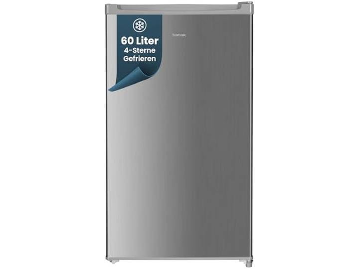 homeX FS1016-S Gefrierschrank Tiefkühlschrank klein 60L Nutzinhalt silber