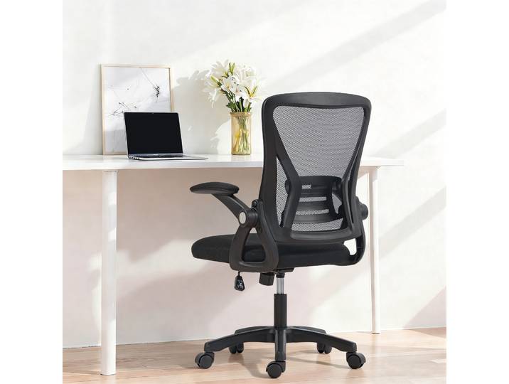 HOMCOM Chaise Bureau Ergonomique Maille Noir Hauteur Réglable