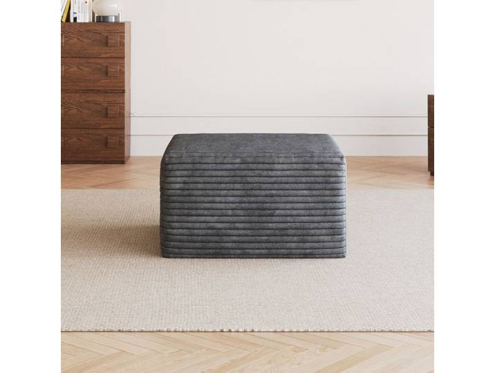 Pouf ottoman carré sans montage - TCQPZ - tissu velours côtelé mousse intérieur 65 × 60 × 38 cm gris foncé