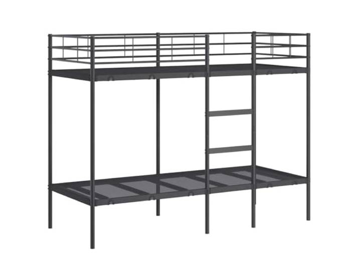PUGYNBK Etagenbett aus schwarzem Stahl, 75 x 190 cm, ohne Matratze Atmungsaktive Netzbasis, integrierte Leiter, Sicherheitsgeländer, platzsparend