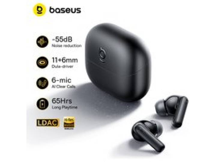 Baseus Bass EP10 Ultra Adaptive ANC Draadloze Oordopjes Bluetooth 6.0 Hi-Res Audio 6 Microfoons Draadloze Oortelefoons 65 Uur IP55
