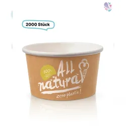 Blanc HYGIENIC Eisbecher Zero Plastic 160ml, 2.000 Stück, recycelbar, aus natürlichem Papier ohne Kunststoffbeschichtung