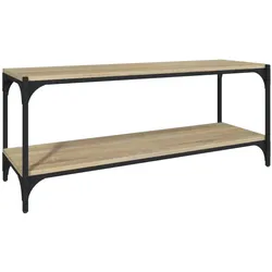 Helloshop26 - TV-Möbel im Industriestil 100 x 33 x 41 cm mit großem Stauraum aus Sonoma-Eichenholz-Verbundwerkstoff