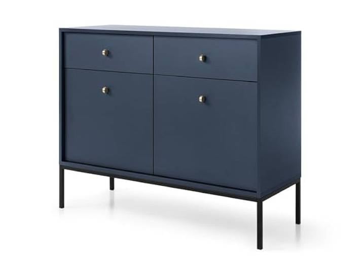 Emporius Zweitürige Sideboard 100 cm Monti - Kommode mit Schubladen - Gold Griffen, Hohe Füße - Dunkelblau