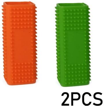 Uplift Treasures Silicone Pet Hair Removal Cleaning Brush 2pcs orange Green