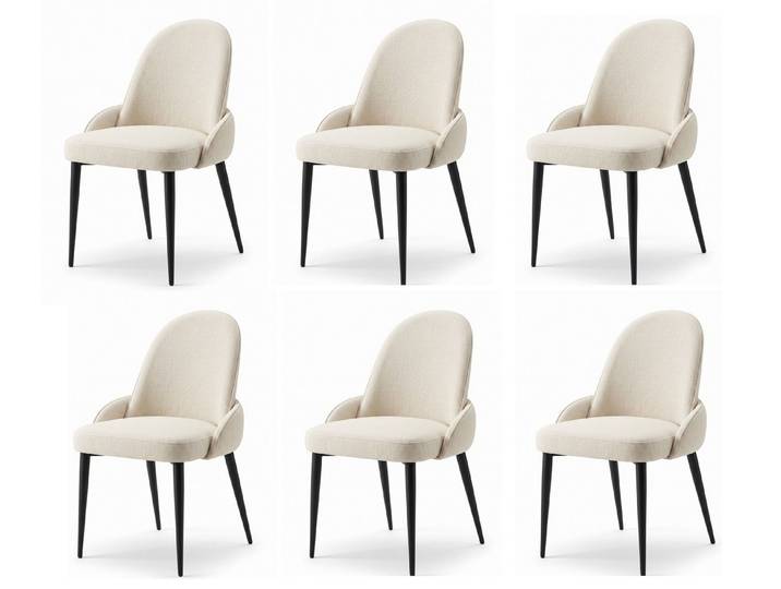 JVmoebel Sitzgruppe Anmutiger Esszimmerstühle 6er Set Cremeweiße Beige Textil Modern Still, (6-tlg., 6-tlg)