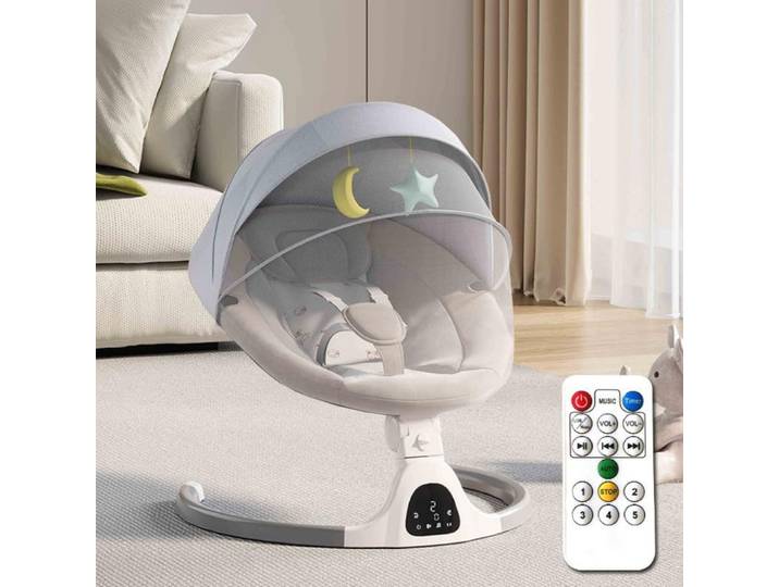Berceau électrique 2026 avec moustiquaire et tapis, balançoire pour bébé avec berceau Bluetooth pour nouveau-nés