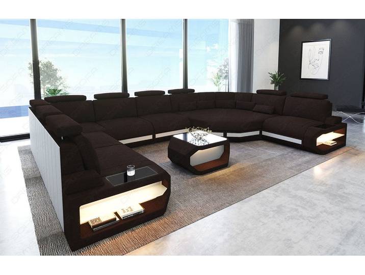 Wohnlandschaft Asti U-Form aus Stoff