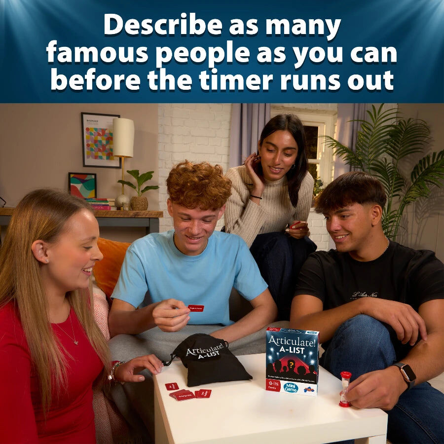Articulate! A-List Mini Game for Two Players, Ages 8+, by Articulate, Fast-Talking Celebrity Guessing Game with 100 Cards and Timer