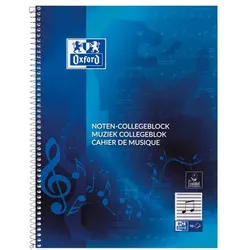 Oxford Collegeblock A4+ Notenlinien 50 Blatt blau