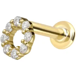 14 Karat Gold Labret mit Innengewinde MOISSANIT-KREIS