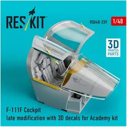 ResKit F-111F Cockpit late modification with 3D decals for Academy kit (3D Printed)