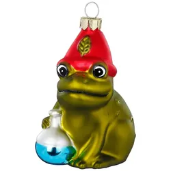 Christbaumschmuck Glas 7,8cm Kröte Figur zum Aufhängen - Handbemalt Weihnachtsbaum Anhänger Weihnachten Weihnachtsbaumschmuck Märchen Tiere Olivgrün
