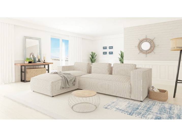 S-Style Möbel Noord - Modernes Ecksofa mit Ottomane und weichem Sitz - Beige